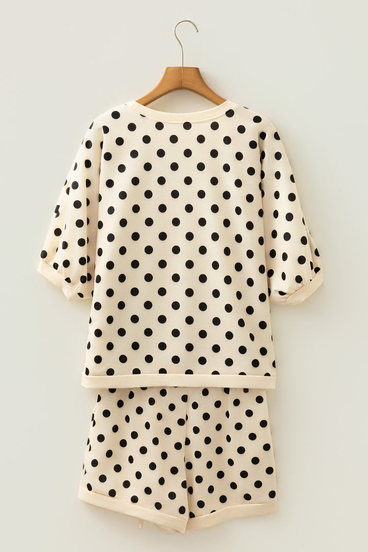 Polka Dot Oversized Top Drawstring Short Set
