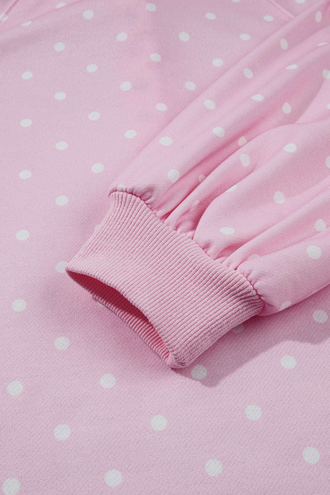 Polka Dot Print Metal Button Collar Casual Pullover Sweatshirt
