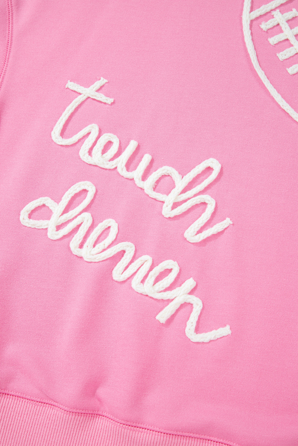 Pink Touch Down Football Embroidered Plus Size Sweatshirt