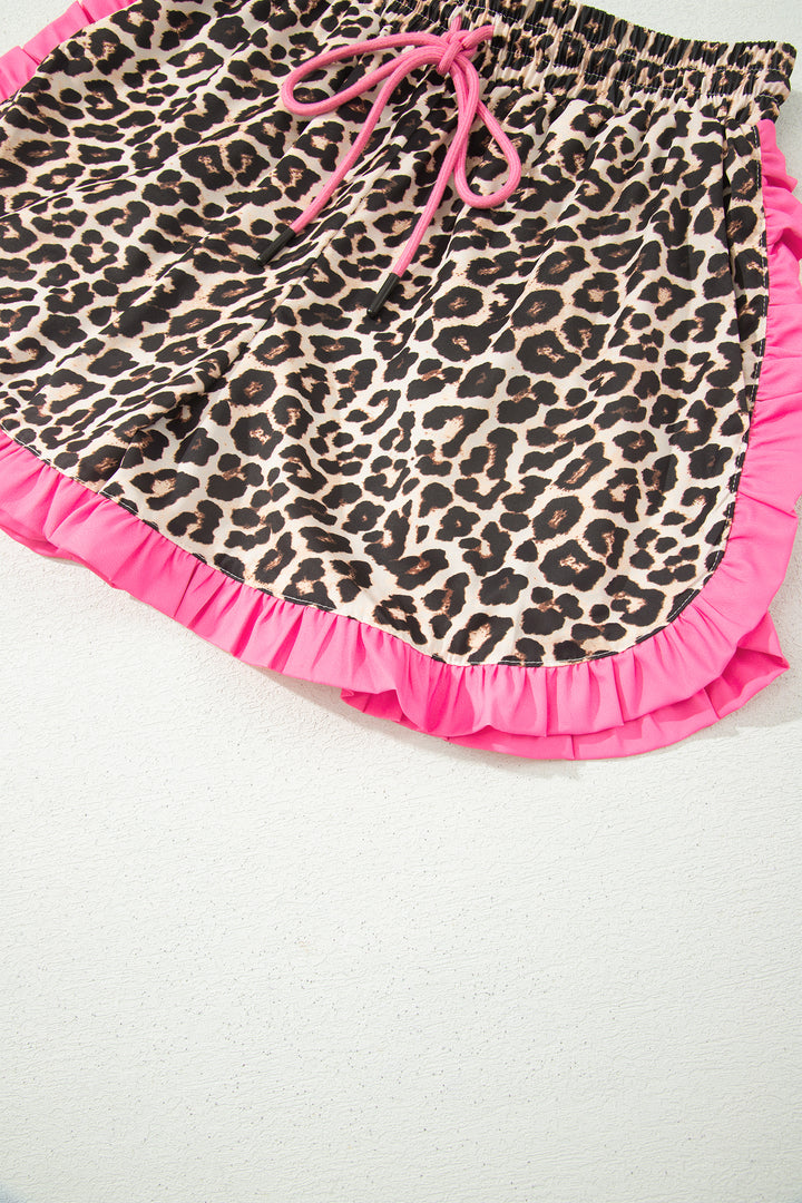 Polka Dot Contrast Ruffle Trim Shorts