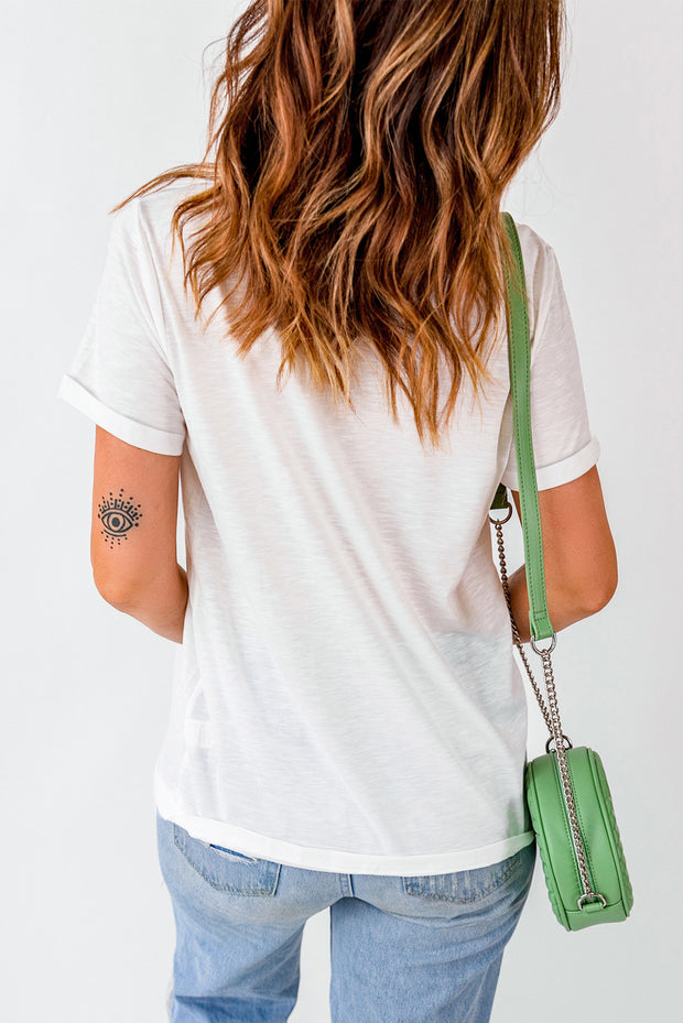 a woman with a green purse on her shoulder
