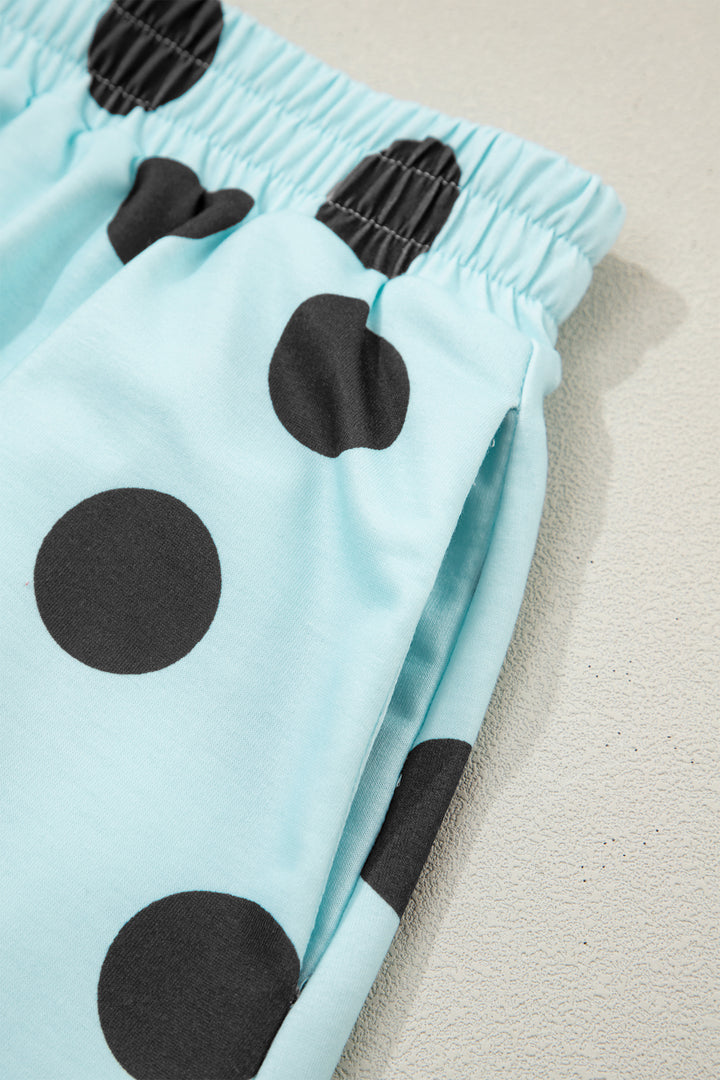 Polka Dot Short Sleeve Top Casual Skort 2pcs Outfit