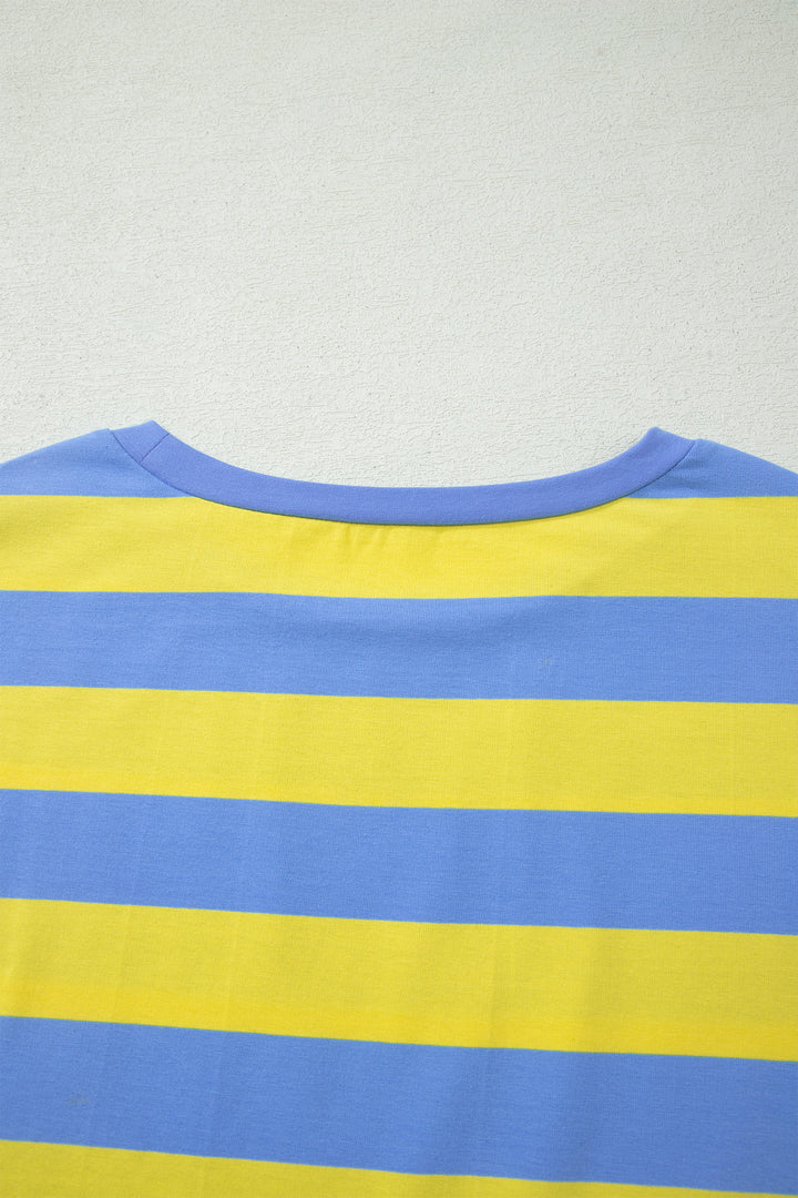 Stripe Dolman Tee Drawstring Skort Athletic 2pcs Set