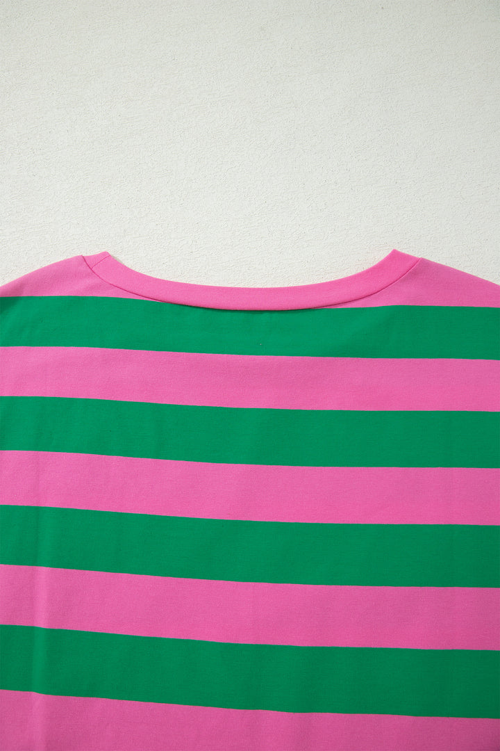 Stripe Dolman Tee Drawstring Skort Athletic 2pcs Set
