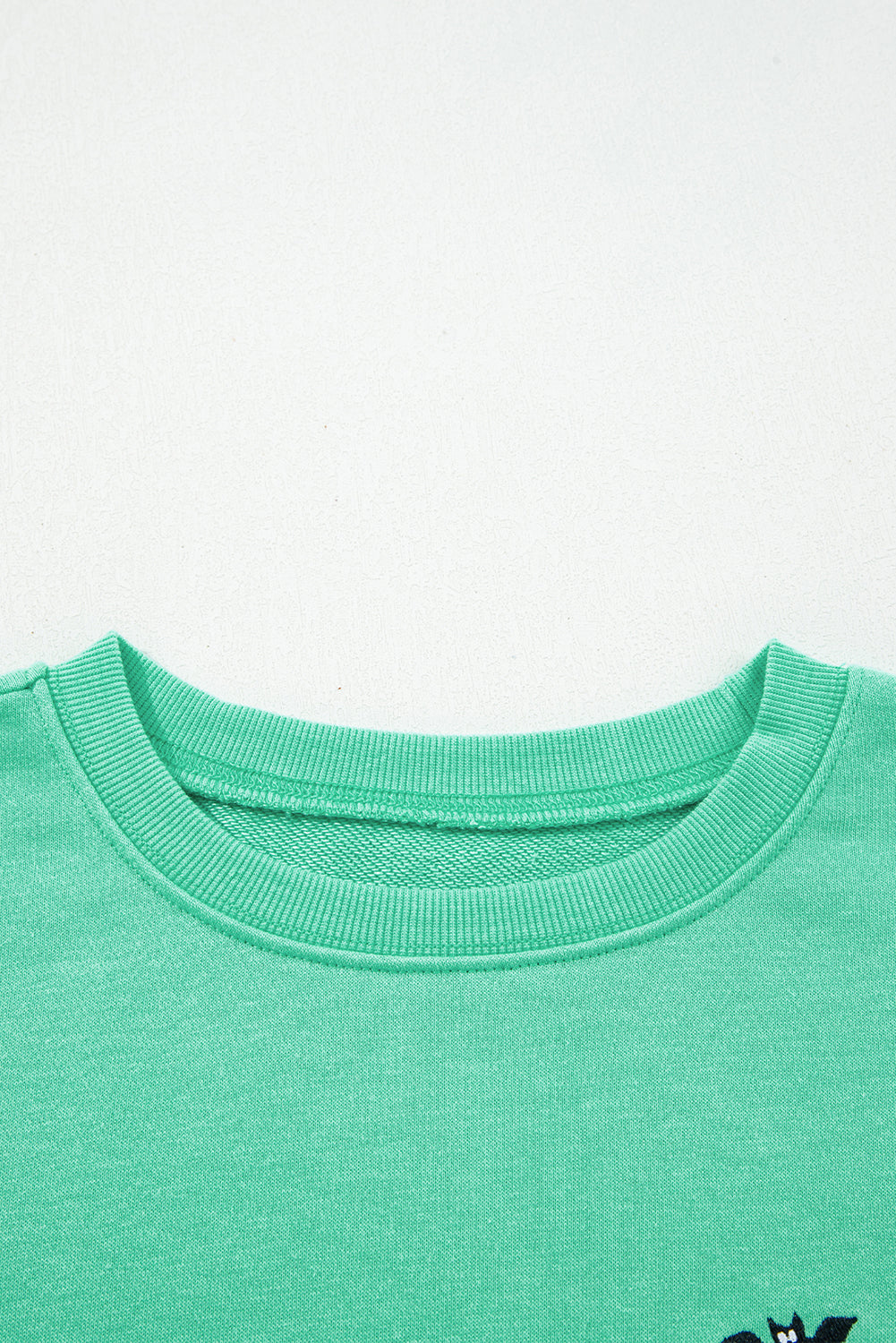 Aruba Blue Cute Halloween Ghost Embroidered Casual Sweatshirt