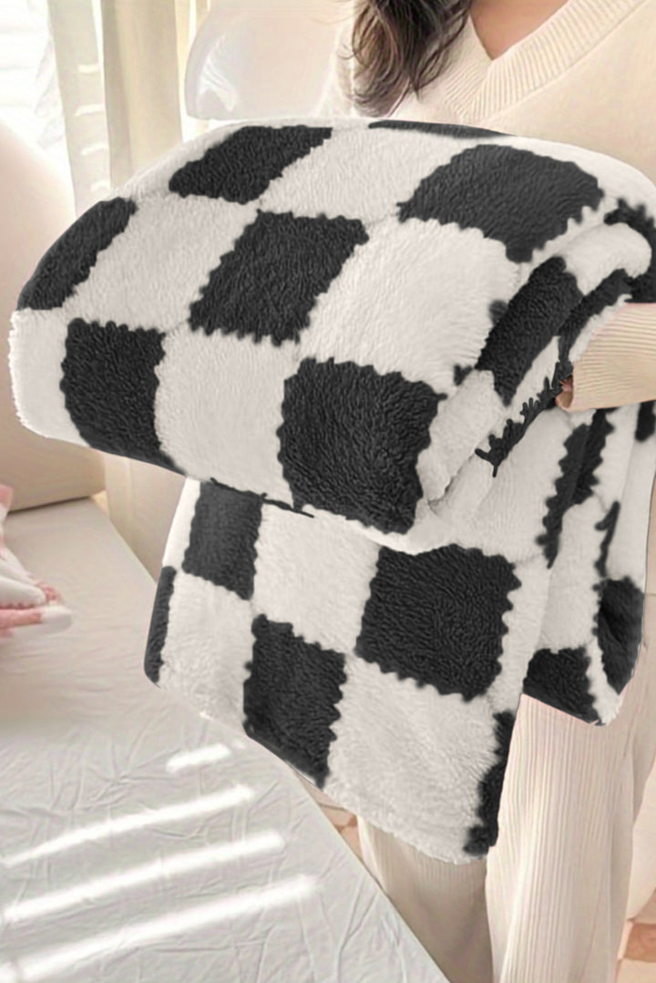 Checkered Fluffy Coral Fleece Blanket