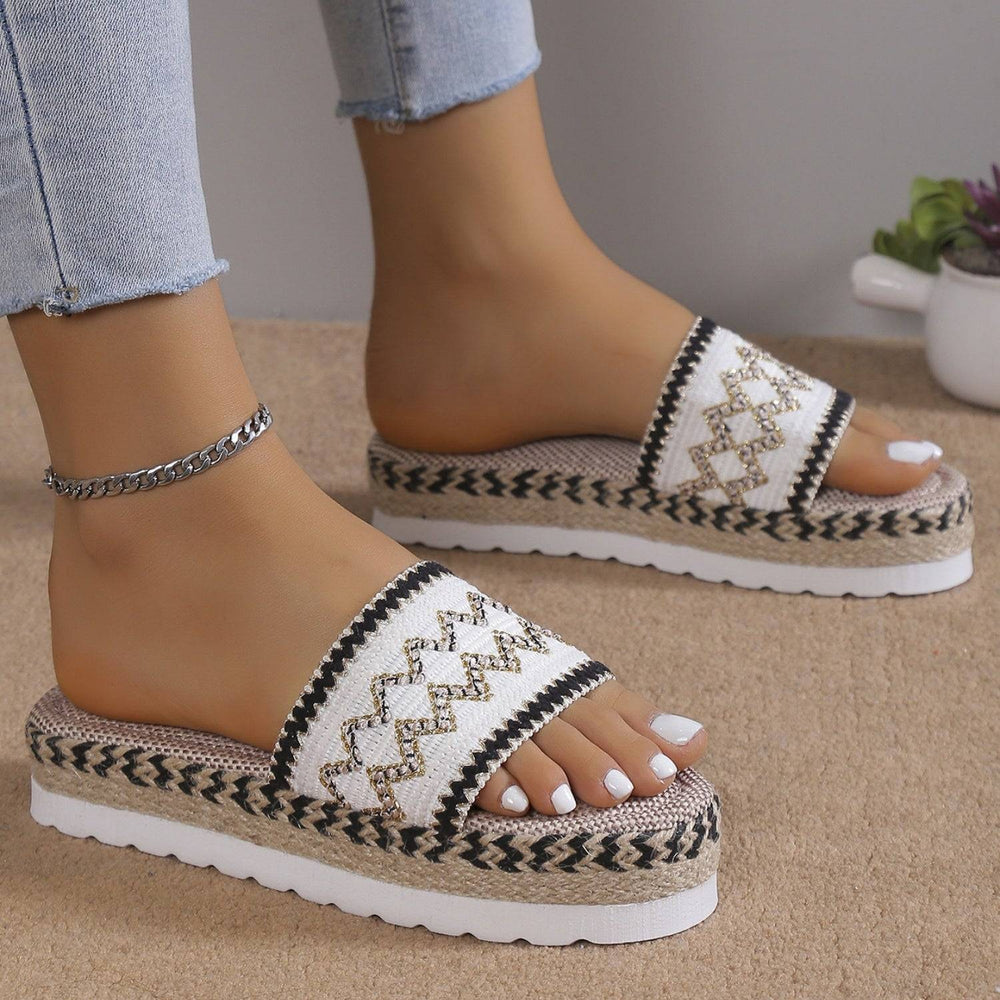 Geometric Weave Platform Sandals -