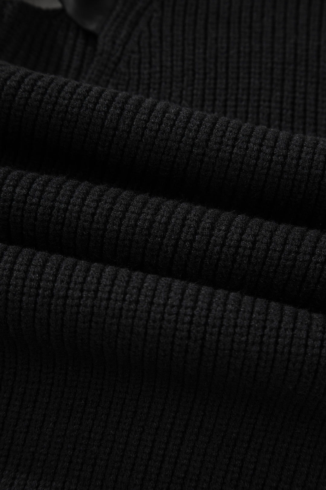 Ribbed Knit Ribbon Knot Backless Drop Shoulder Sweater