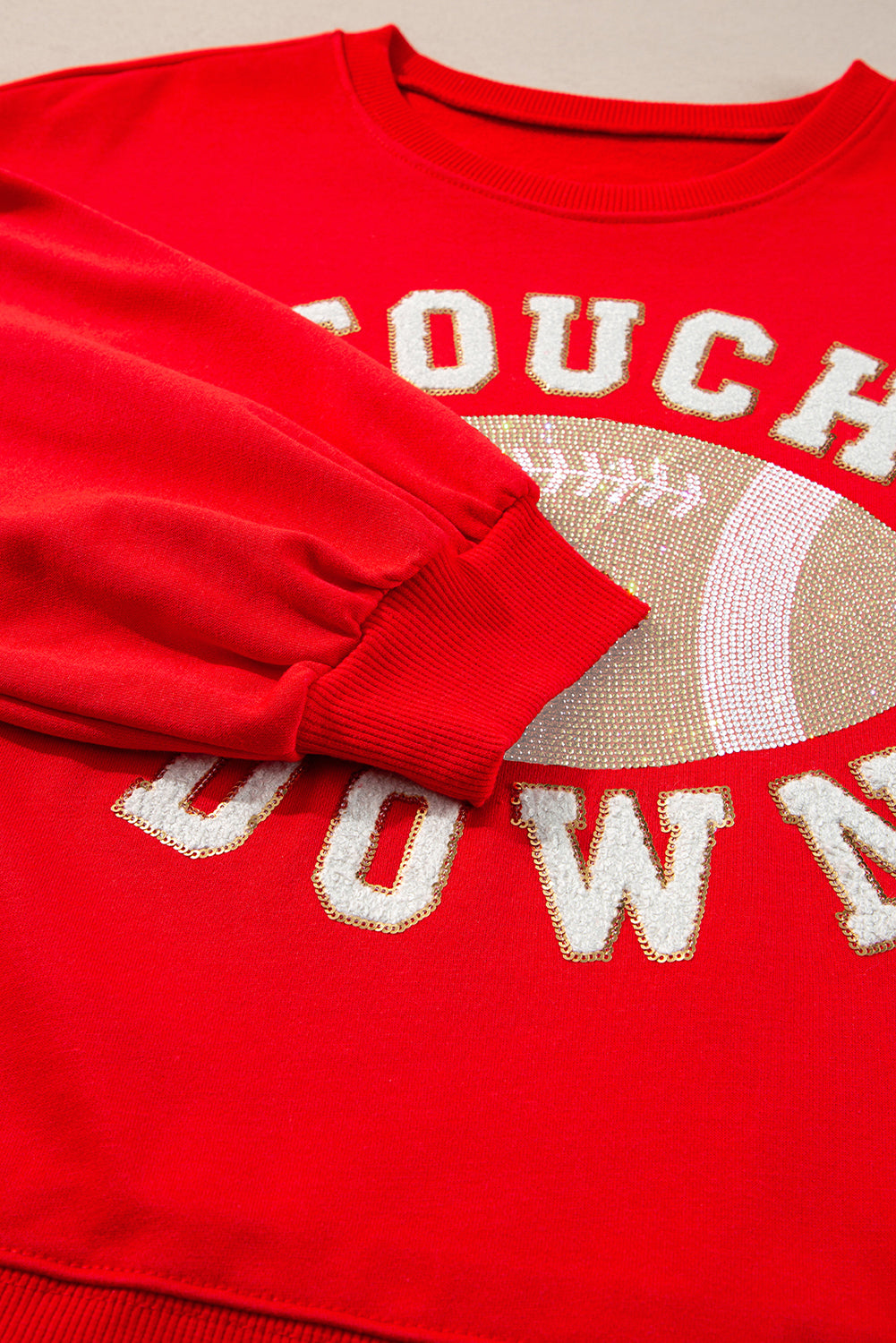 TOUCH DOWN Football Graphic Pullover Sweatshirt