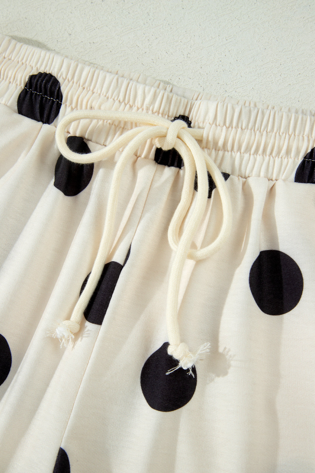 Polka Dot Print V Neck Tee Short Set