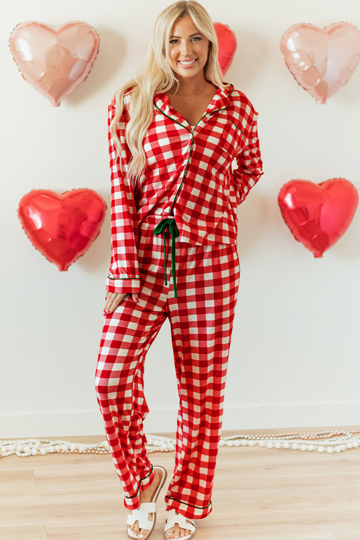 Christmas Plaid Print Shirt and Pants Pajama Set