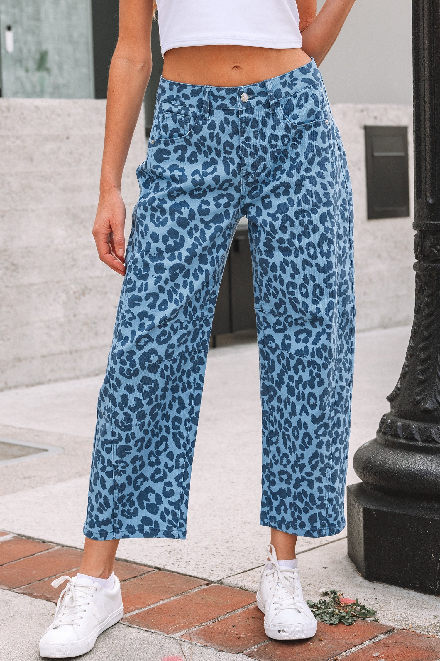 Sky Blue Leopard Print Straight Loose Jeans – Faith & Co. Boutique