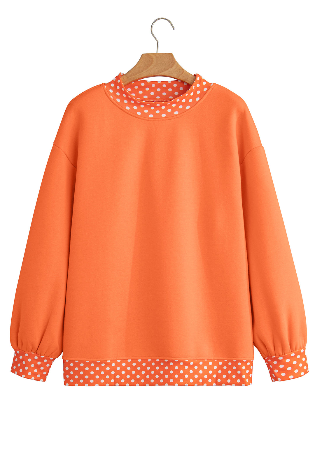 Colorblock Polka Dot Contrast Trim Oversized Sweatshirt