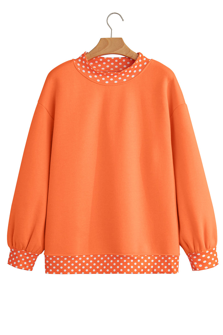 Colorblock Polka Dot Contrast Trim Oversized Sweatshirt