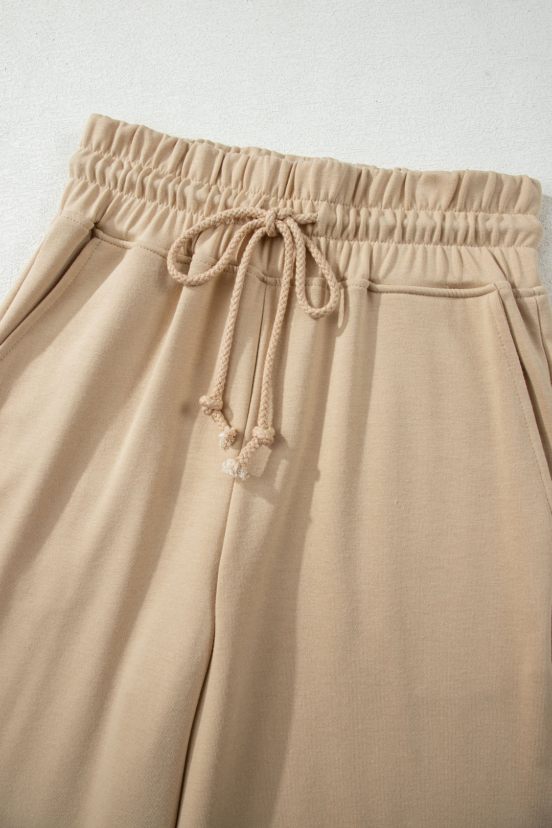 Solid Color Loose Tee Drawstring Wide Leg Pants 2pcs Outfit