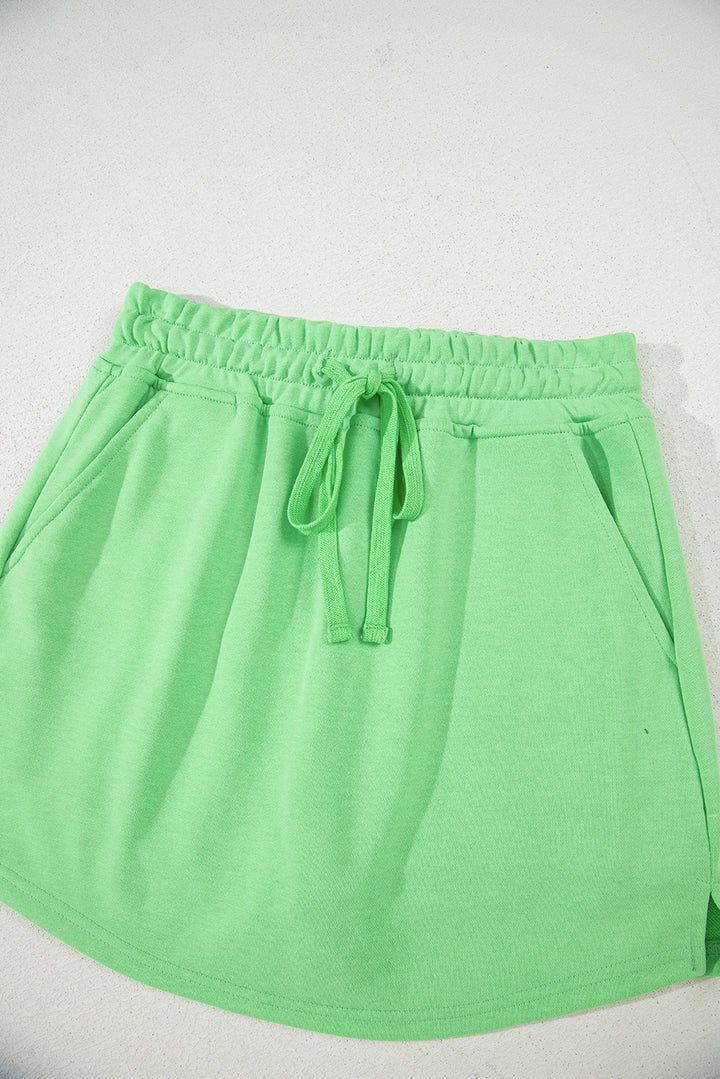French Terry Drawstring Mini Skort with Pockets
