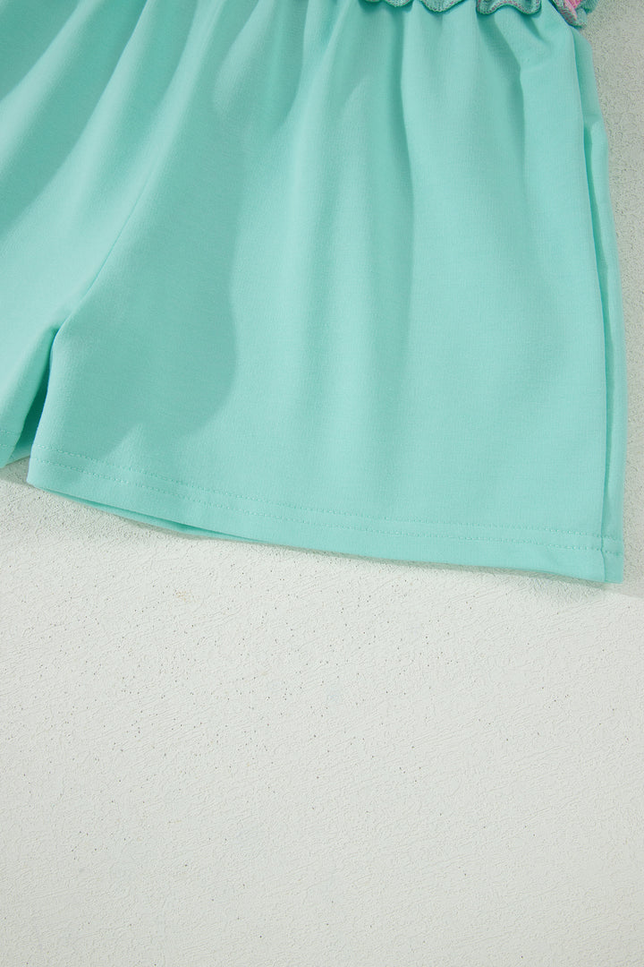 Colorblock Edge Drop Shoulder T Shirt and Skort 2Pcs Set