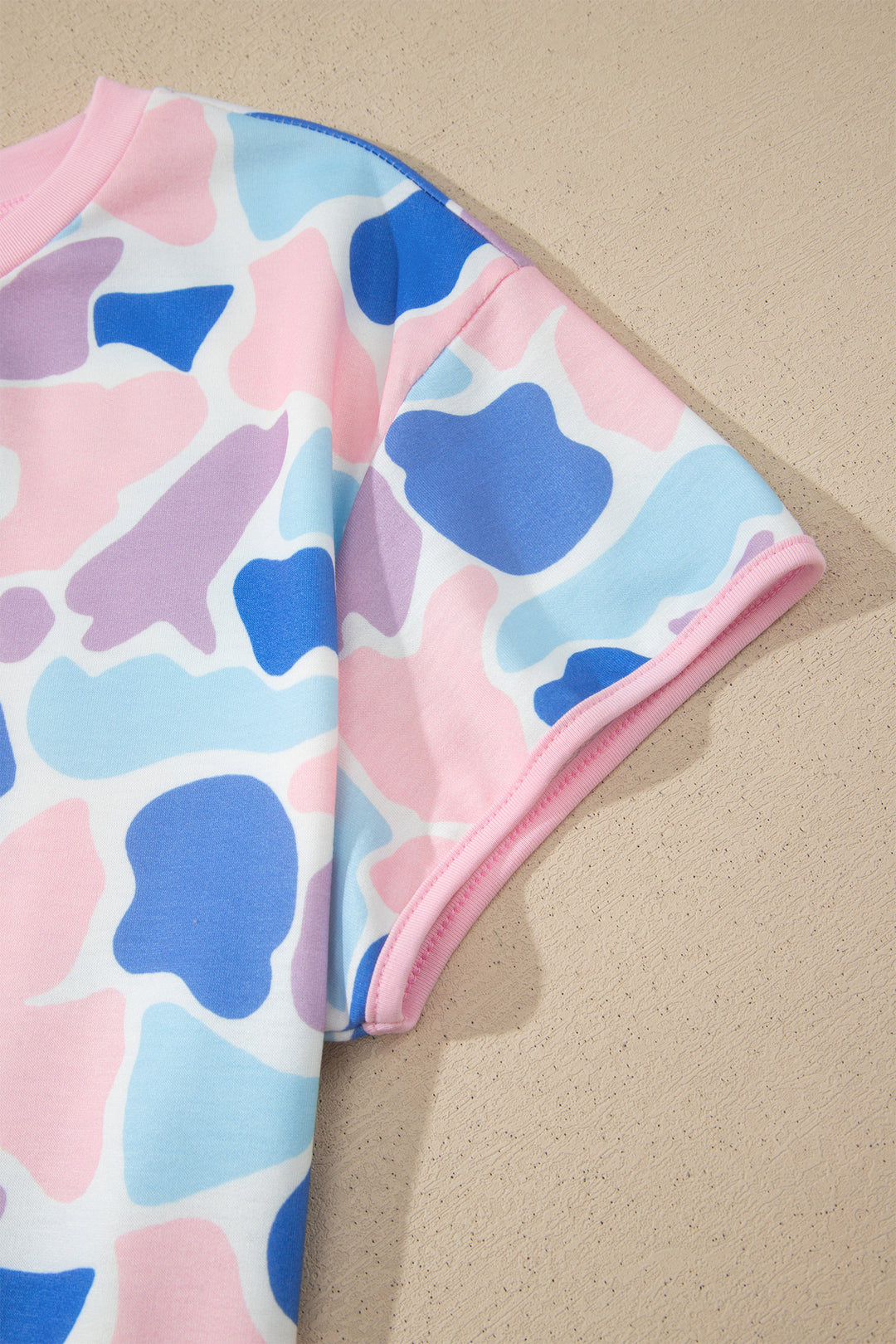Pink Camouflage Print Contrast Trim Athletic Skort Set