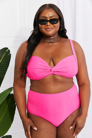 Marina West Swim Take A Dip Twist High-Rise Bikini in Pink -
