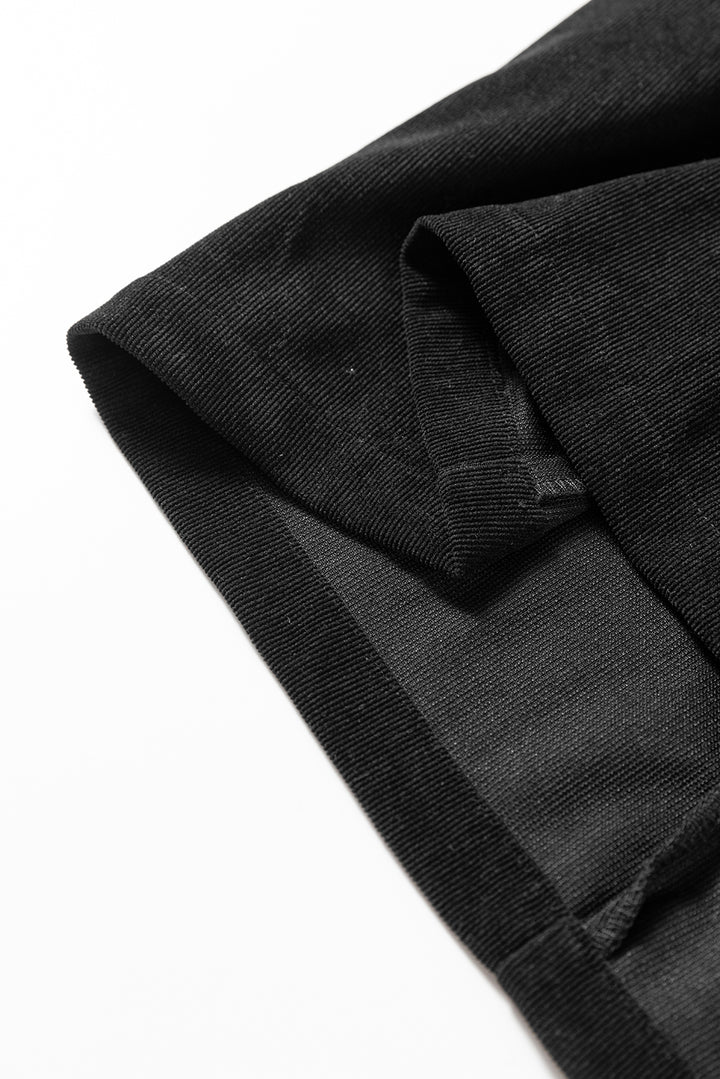 Corduroy Half Button Collared Long Sleeve Mini Dress