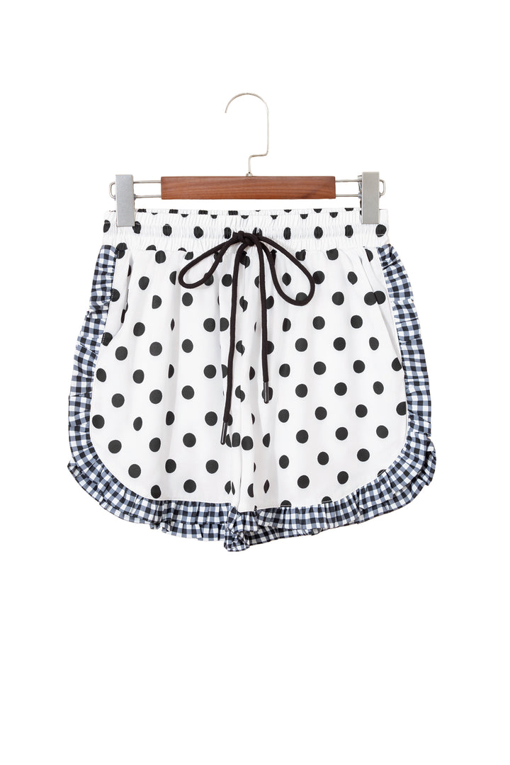 Polka Dot Contrast Ruffle Trim Shorts