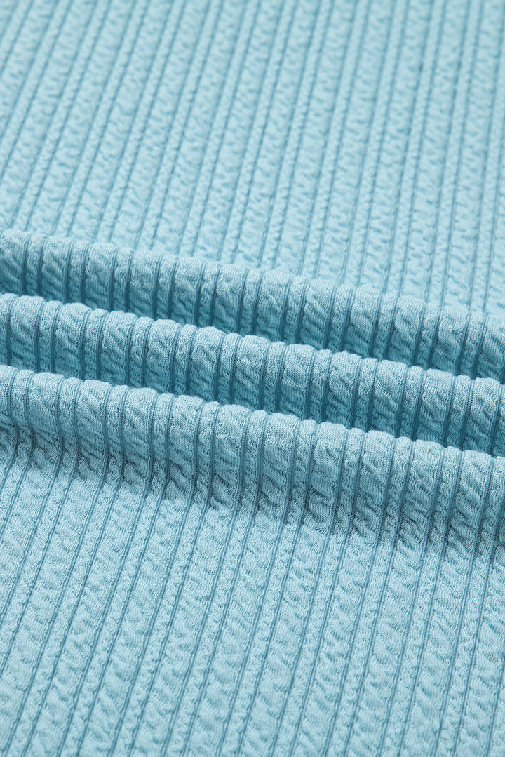 Light Blue Textured Drop Shoulder Plus Size Knit Top