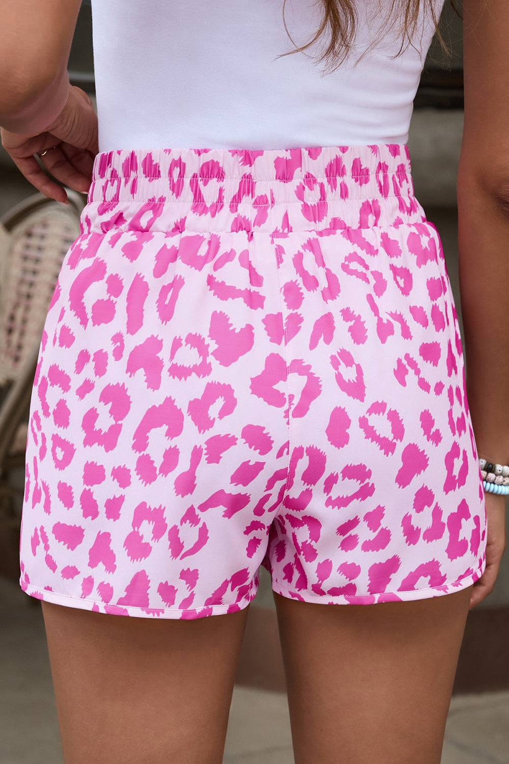 Leopard Elastic Waist Shorts -