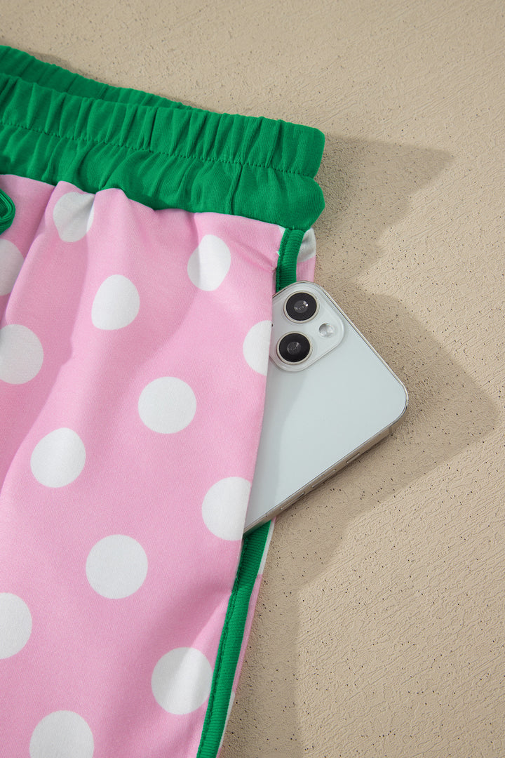 Polka Dot Contrast Edge Casual Short Set