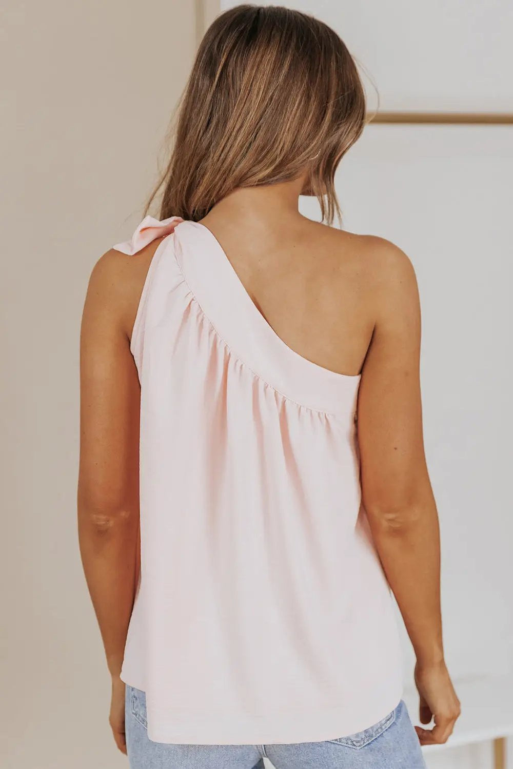 Asymmetric Tie On Shoulder Sleeveless Top -