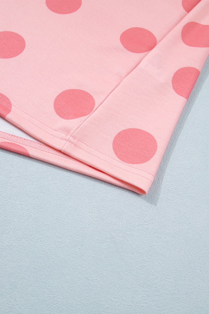 Polka Dot Short Sleeve Top Casual Skort 2pcs Outfit