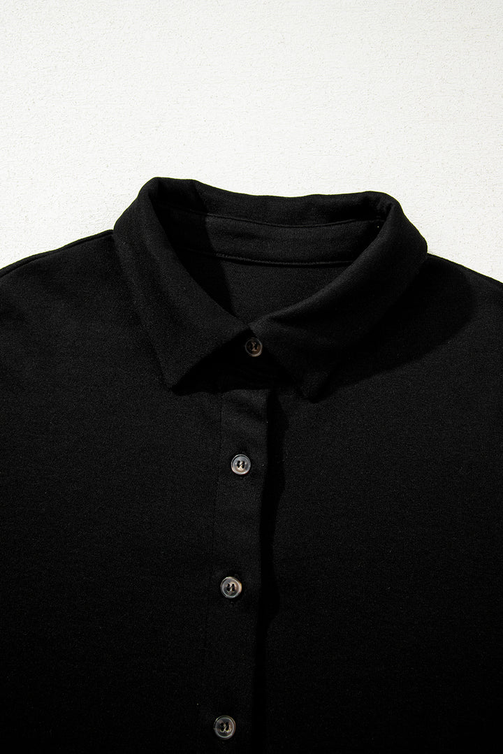 Black 3 Pcs Crop Tank Top Shorts with Cardigan Lounge Set