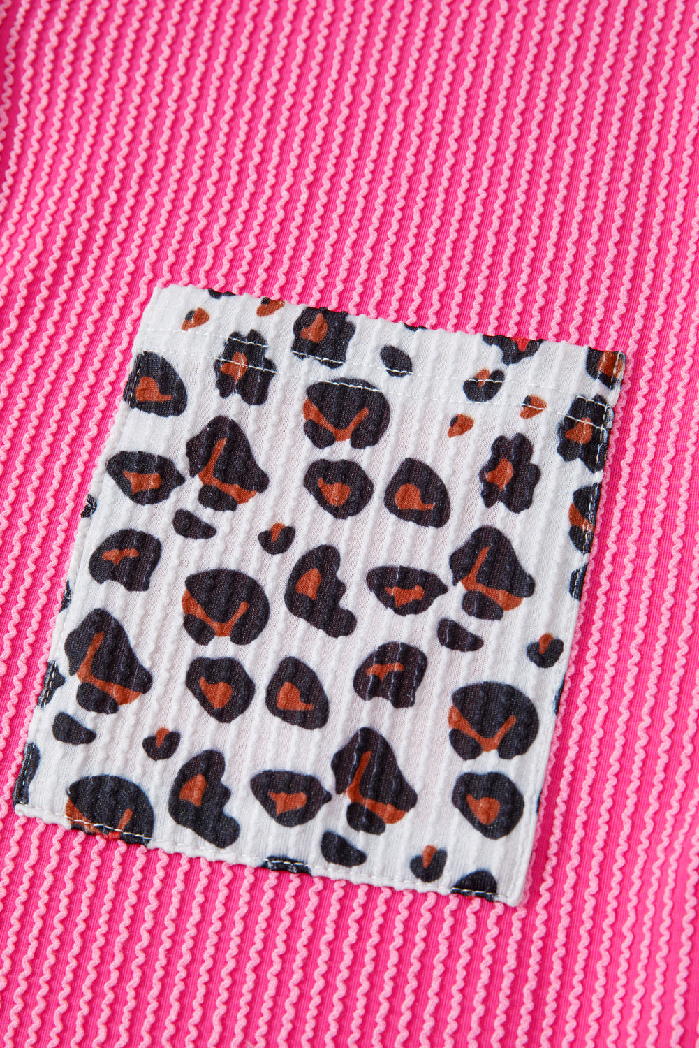 Leopard Patched Twisted Ribbed Western Casual Shacket