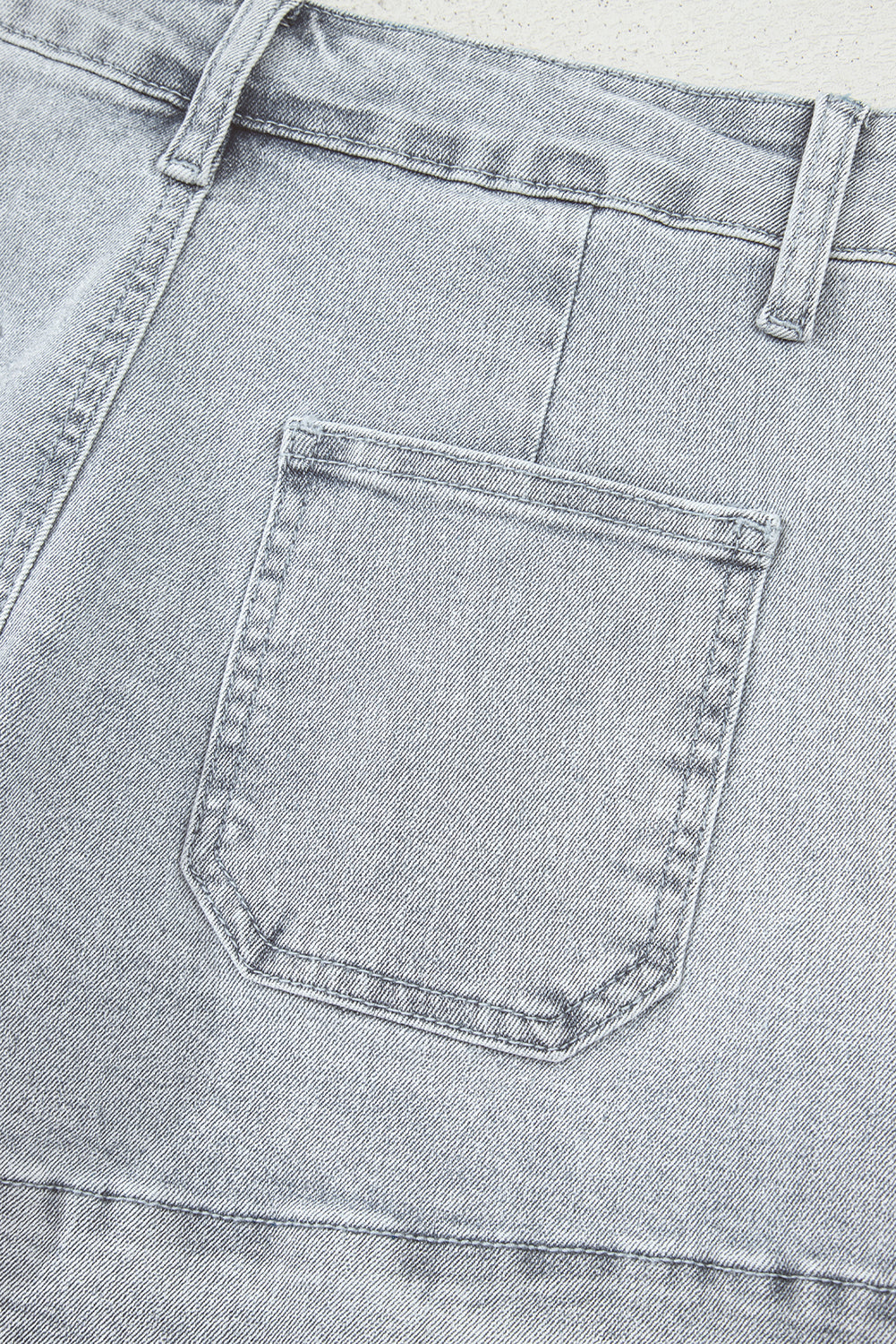 Sail Blue Scalloped Hemline Acid Wash High Waist Denim Shorts