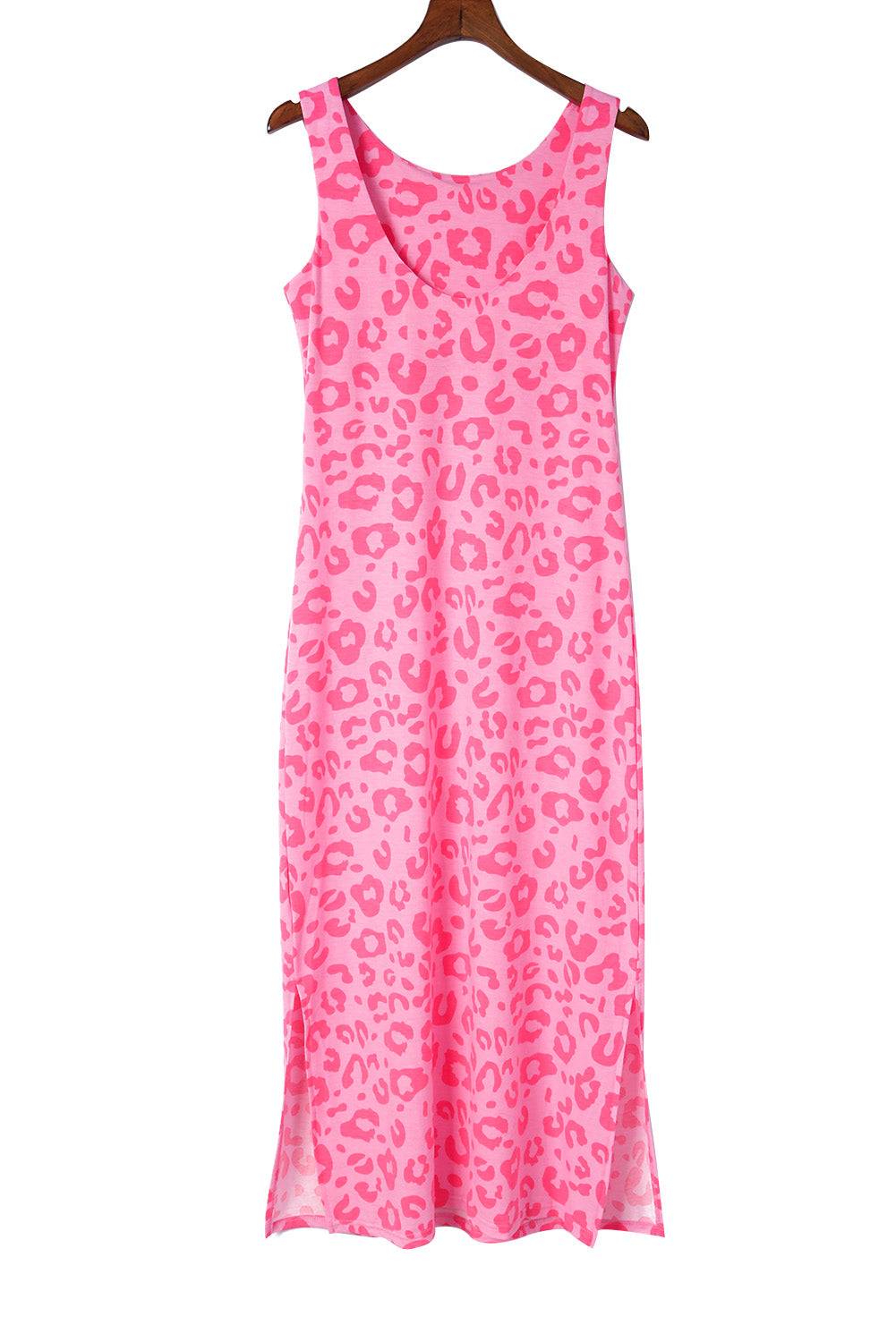 a pink leopard print dress on a hanger