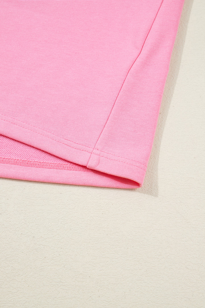 Sachet Pink Plaid Contrasted Double Christmas Tree Patched Raglan Sleeve Pullover 2pcs Short Set