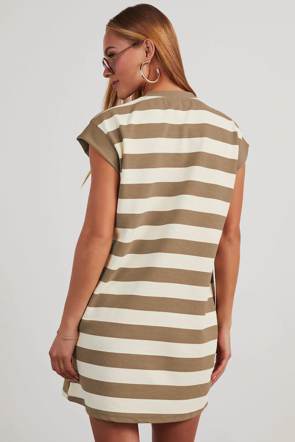Stripe Cap Sleeve Shift T Shirt Dress