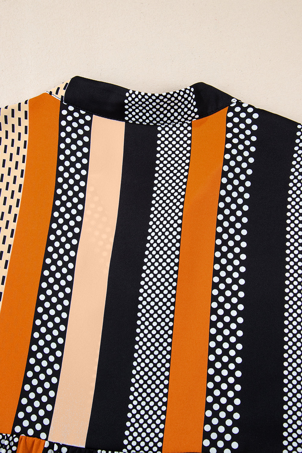 Black Striped Polka Dot Print Ruffled Hem V Neck Mini Dress Black / XL / 100%Polyester Black Striped Polka Dot Print Ruffled Hem V Neck Mini Dress Black / XL / 100%Polyester