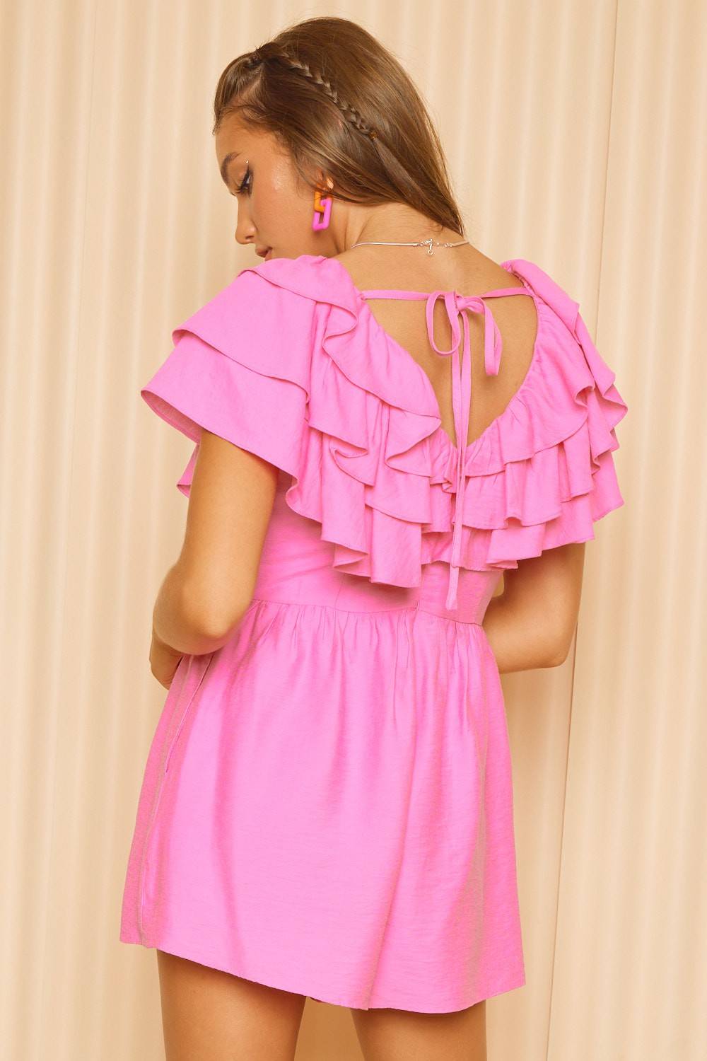 Idem Ditto Ruffled Layered Tie Back Romper -