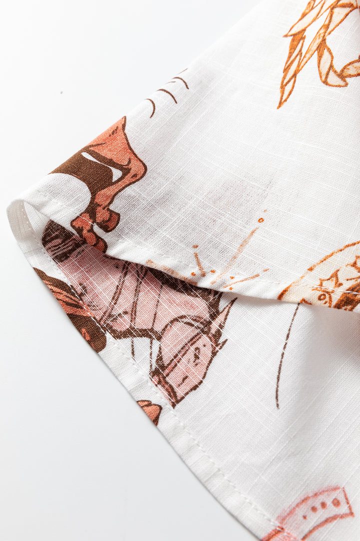 White Rodeo Cowgirl Print Western Button up Shirt