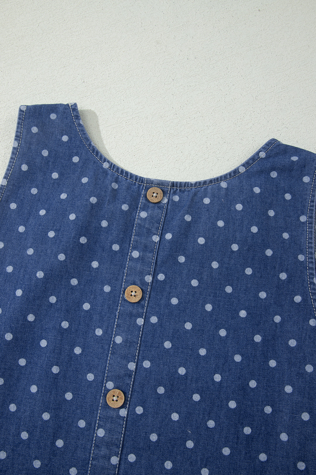 Blue Polka Dot Ruffle Hem Sleeveless Shift Dress Mini Vacation