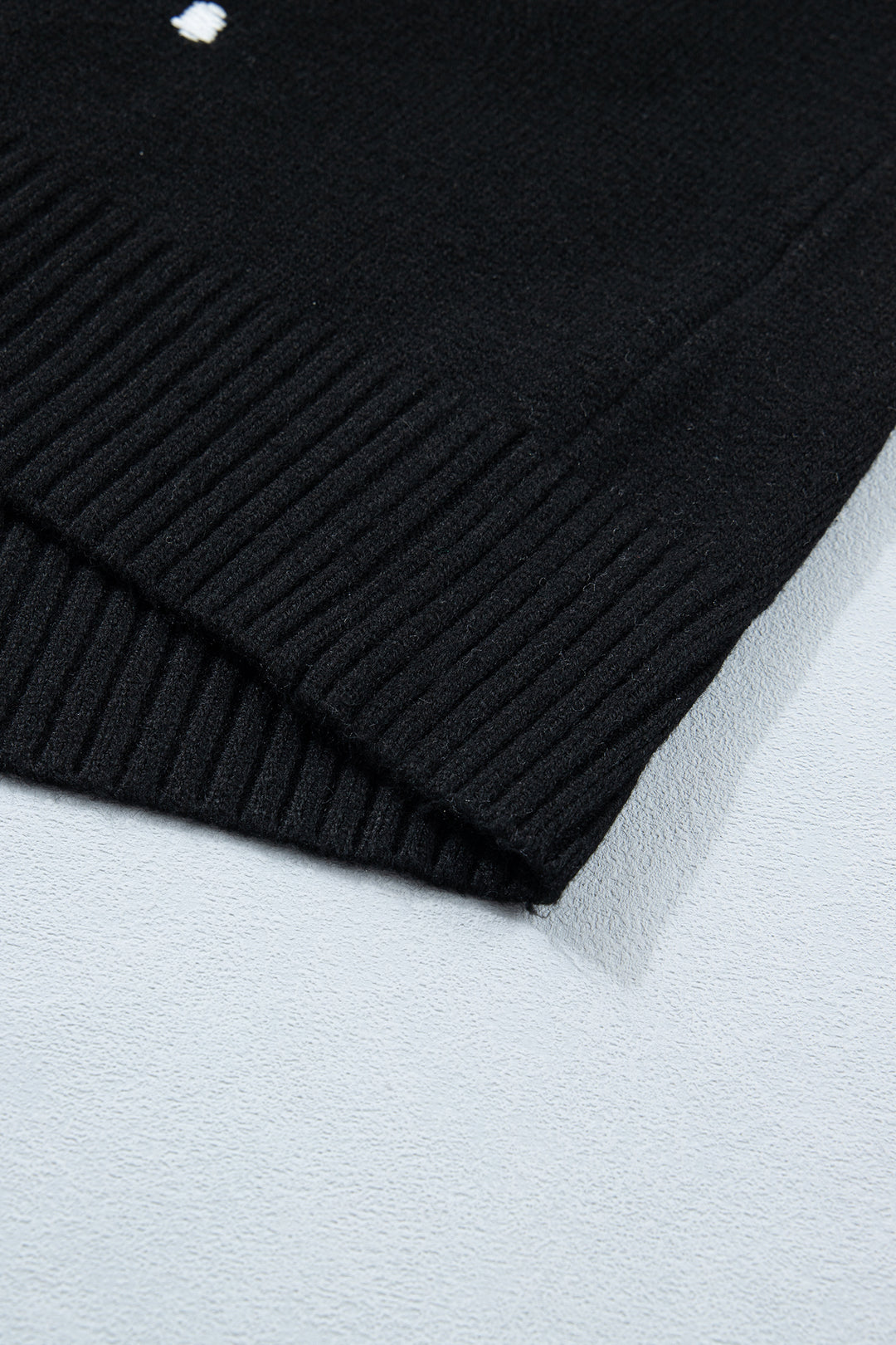 Black Elegant Polka Dot Bubble Short Sleeve Sweater