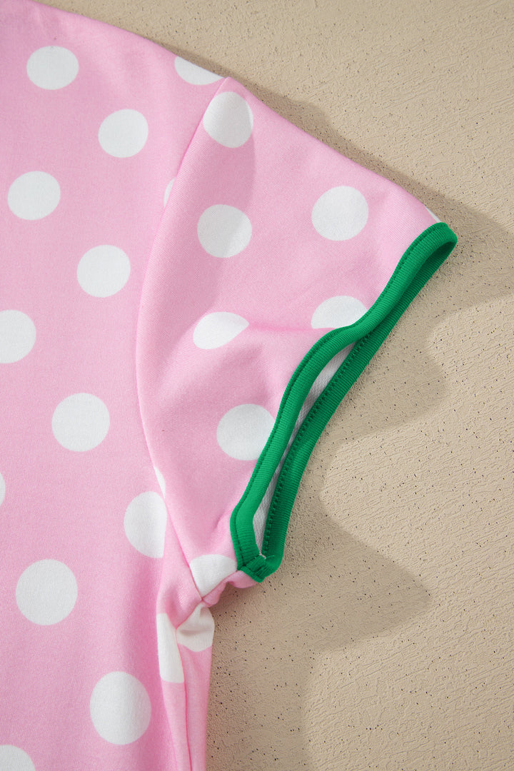 Polka Dot Contrast Edge Casual Short Set