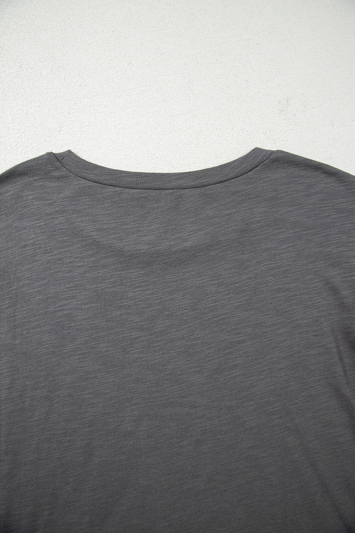 Dark Grey Double Ruffled Short Sleeve Plus Size Top