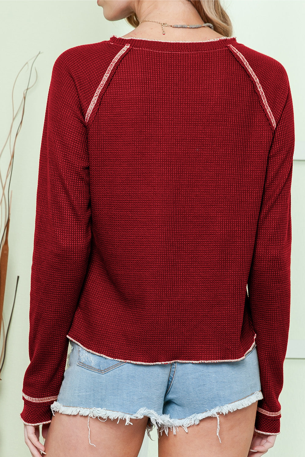 Red Game Day Football Graphic Thermal Knit Top