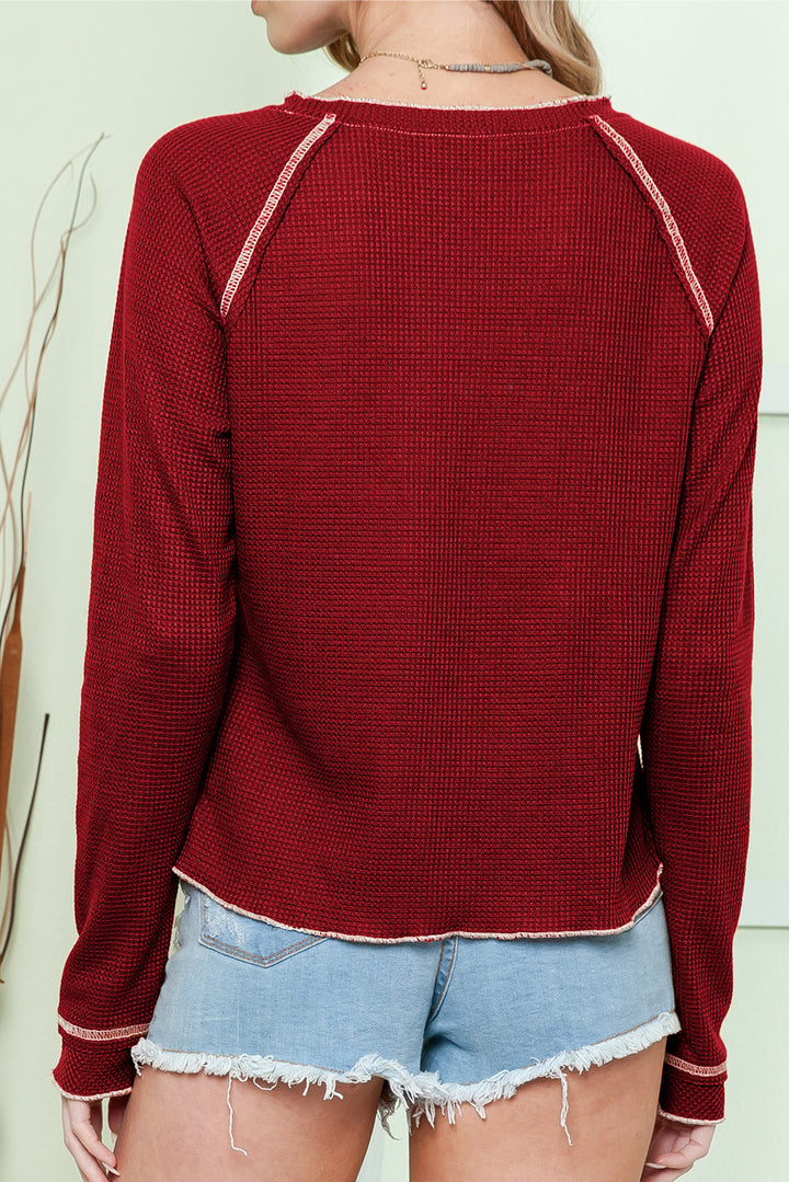 Red Game Day Football Graphic Thermal Knit Top