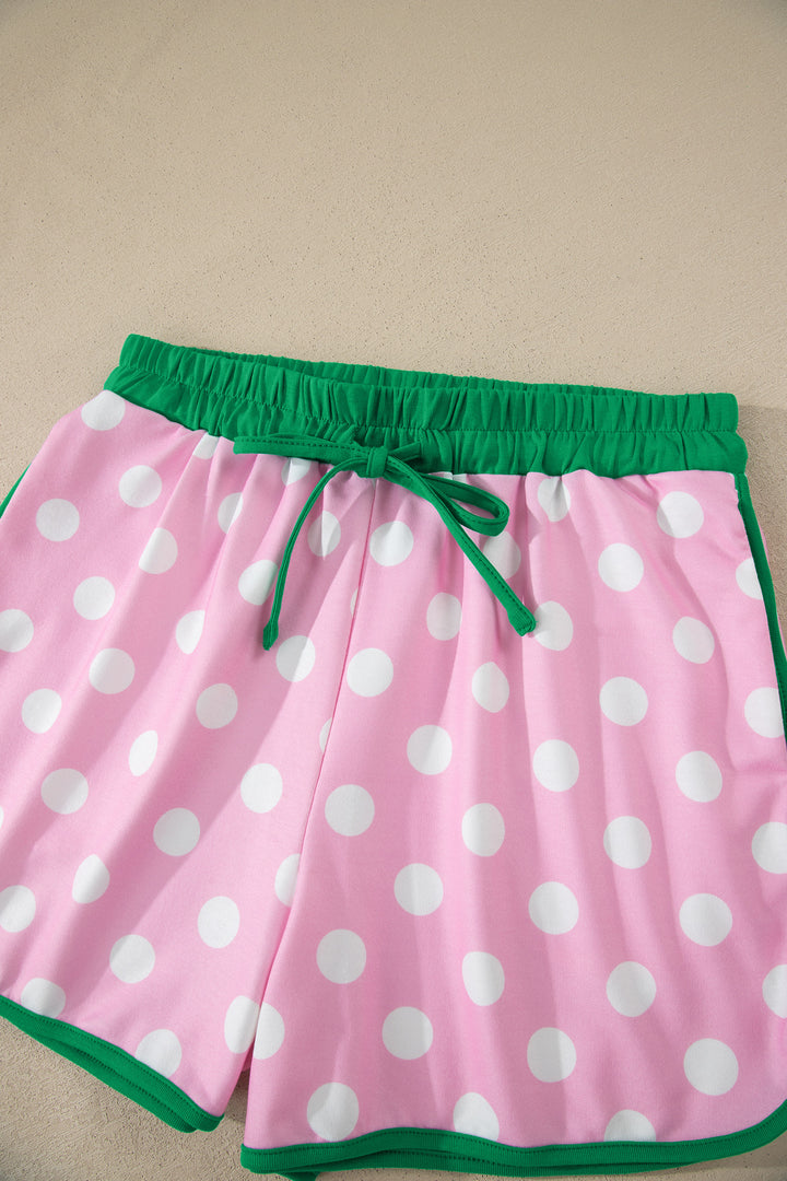 Polka Dot Contrast Edge Casual Short Set