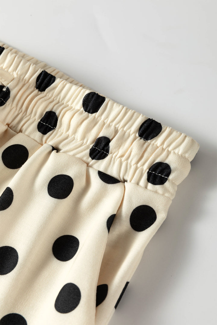 Polka Dot Oversized Top Drawstring Short Set