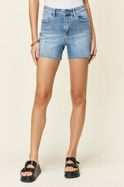 Judy Blue Full Size High Waist Rhinestone Decor Denim Shorts - Light / S