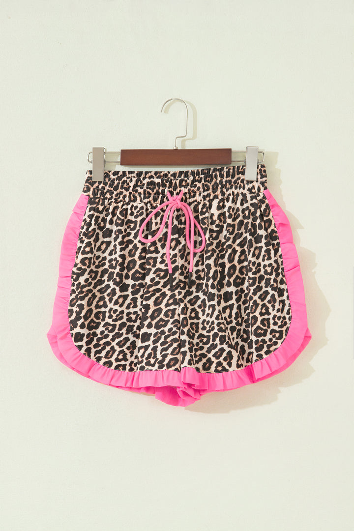 Polka Dot Contrast Ruffle Trim Shorts