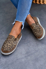 Brown Casual Leopard Colorblock Sneakers -